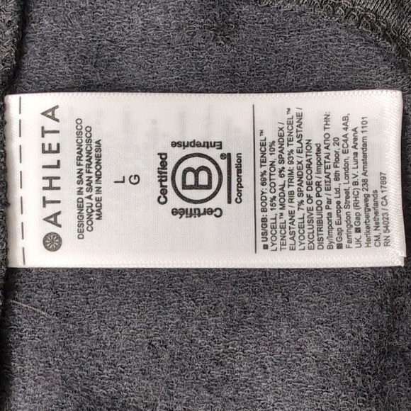 Athleta Clarity V-Neck Sweatshirt Womens Large Athleisure Cozy Black Heather NWT - Picture 10 of 14